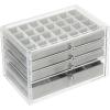 imagemDesign Plastic 4Drawer Jewelry Box  Removable Divided Organizer Trays for Storage on Dresser Vanity Countertop  Holds Earrings Bracelets Necklaces Bangles Rings  ClearGray