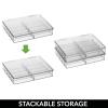 imagemDesign Plastic Hard Shell Stackable Divided Eyeglass Storage Organizer Case with Hinged Lid for Unisex Sunglasses Reading Glasses Fashion Eye Wear Protective Glasses  Ligne Collection Clear