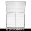 imagemDesign Plastic Hard Shell Stackable Divided Eyeglass Storage Organizer Case with Hinged Lid for Unisex Sunglasses Reading Glasses Fashion Eye Wear Protective Glasses  Ligne Collection Clear