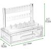 imagemDesign Plastic Jewelry Organizer Storage Station 1 Drawer 6 Ring Holders Tray for Dressing Table Cosmetic Station Dresser Bathroom Vanity Countertop  Holds Earrings Watches Bracelets  Clear