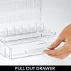 imagemDesign Plastic Jewelry Organizer Storage Station 1 Drawer 6 Ring Holders Tray for Dressing Table Cosmetic Station Dresser Bathroom Vanity Countertop  Holds Earrings Watches Bracelets  Clear