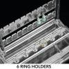 imagemDesign Plastic Jewelry Organizer Storage Station 1 Drawer 6 Ring Holders Tray for Dressing Table Cosmetic Station Dresser Bathroom Vanity Countertop  Holds Earrings Watches Bracelets  Clear