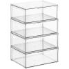 imagemDesign Plastic Stackable Closet Storage Organizer Bin Containers with Front Pull Drawer for Cabinet Desk Shelf Cupboard or Dresser Organization  Lumiere Collection  4 Pack  Clear