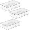 imagemDesign Plastic Stackable Eyeglass Case Storage Organizer with Hinged Lid for Unisex Sunglasses Reading Glasses Fashion Eye Wear Protective Glasses 5 Sections Ligne Collection  3 Pack  Clear
