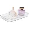imagemDesign Plastic Storage Organizer Tray for Bathroom Vanity Countertops Closets Dressers  Holder for Guest Hand Towels Watches Earrings Makeup Brushes Reading Glasses Perfume  3 Pack  Clear