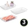 imagemDesign Plastic Storage Organizer Tray for Bathroom Vanity Countertops Closets Dressers  Holder for Guest Hand Towels Watches Earrings Makeup Brushes Reading Glasses Perfume  3 Pack  Clear