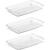 imagemDesign Plastic Storage Organizer Tray for Bathroom Vanity Countertops Closets Dressers  Holder for Guest Hand Towels Watches Earrings Makeup Brushes Reading Glasses Perfume  3 Pack  Clear