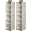 imagemDesign Set of 2 Hanging Closet Organiser Units  Fabric Footwear Storage Unit  Multipurpose Hanging Wardrobe for Shoes and Clothing  TaupeNaturalTaupeNatural