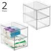 imagemDesign Stackable Storage Containers Box with 2 PullOut Drawers  Stacking Plastic Drawer Bins for Closet Organization Linen Coat Bedroom or Entryway Closets  Lumiere Collection  2 Pack  Clear