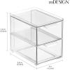imagemDesign Stackable Storage Containers Box with 2 PullOut Drawers  Stacking Plastic Drawer Bins for Closet Organization Linen Coat Bedroom or Entryway Closets  Lumiere Collection  2 Pack  Clear