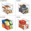 imagemDesign Stackable Storage Containers Box with 2 PullOut Drawers  Stacking Plastic Drawer Bins for Closet Organization Linen Coat Bedroom or Entryway Closets  Lumiere Collection  2 Pack  Clear