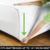 imagemDesign Twin Size Quilted Mattress Pad Cover  Soft Box Stitched Bed Topper Secure Fitted 14quot Deep Pocket  Vinyl Free Machine Washable  Optic White