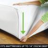 imagemDesign Twin Size Quilted Mattress Pad Cover  Soft Box Stitched Bed Topper Secure Fitted 14quot Deep Pocket  Vinyl Free Machine Washable  Optic White