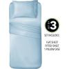 imagemDesign Twin XL Size Superfine Brushed Microfiber Sheet Set  3 Pieces  Extra Soft Bed Sheets and Pillowcase  Easy Fit Deep Pockets  Wrinkle Resistant Comfortable ampamp Breathable  Light Blue