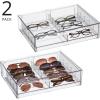 imagemDesign Wide Stackable Plastic Eye Glass Organizer Box Holder for Sunglasses Reading Glasses Lens Cleaning Cloths Accessories  2 Divided Drawers with 10 Sections Lumiere Collection 2 Pack Clear