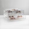 imagemDesign Wide Stackable Plastic Eye Glass Organizer Box Holder for Sunglasses Reading Glasses Lens Cleaning Cloths Accessories  2 Divided Drawers with 10 Sections Lumiere Collection 2 Pack Clear