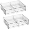 imagemDesign Wide Stackable Plastic Eye Glass Organizer Box Holder for Sunglasses Reading Glasses Lens Cleaning Cloths Accessories  2 Divided Drawers with 10 Sections Lumiere Collection 2 Pack Clear