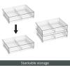 imagemDesign Wide Stackable Plastic Eye Glass Organizer Box Holder for Sunglasses Reading Glasses Lens Cleaning Cloths Accessories  2 Divided Drawers with 10 Sections Lumiere Collection 2 Pack Clear