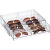 imagemDesign Wide Stackable Plastic Eye Glass Organizer Box Holder for Sunglasses Reading Glasses Lens Cleaning Cloths Accessories  2 Divided Drawers with 10 Sections Lumiere Collection 2 Pack Clear