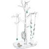 imagemDesign Decorative Plastic Fashion Jewelry Accessory Organizer Tower with Hooks and Storage Tray Holds and Displays Necklaces Chokers Bracelets Rings Earrings Tree Stand Design Clear