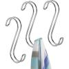 imagemDesign Metal Wire Over The Rod Hanging Closet Accessory S Hook for Handbags Belts or Jackets  Snag Free  3 Pack  Chrome
