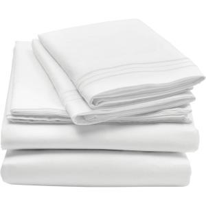 imagemDesign Cal King Size Superfine Brushed Microfiber 4Piece Sheet Set  Extra Soft Bed Sheets and Pillowcases  Easy Fit Deep Pockets  Wrinkle Resistant Comfortable ampamp Breathable  Optic White