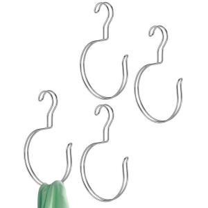 imagemDesign Closet Hanger Organizer Large Accessory Metal Loop Hooks for Ties Belts Scarves Shawls Pashminas  4 Pack  Chrome