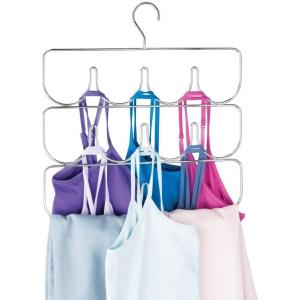 imagemDesign Metal Closet Rod Hanging Accessory Storage Organizer Rack for Womens Leggings Yoga Pants Scarves Ties Camisoles Tank Tops  Snag Free Design  Chrome