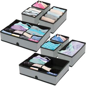 imagemDesign Set of 2 Baby Storage Box  4Piece Nursery Storage Set for Drawers Wardrobes and Shelves  Wardrobe Organiser for Clothes and Accessories  Charcoal GreyBlackCharcoalBlack