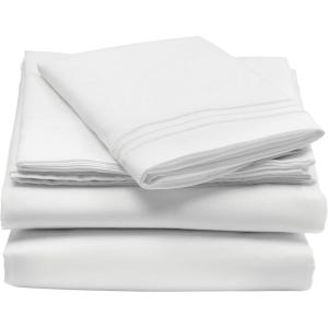 imagemDesign Twin Size Superfine Brushed Microfiber Sheet Set  3 Pieces  Extra Soft Bed Sheets and Pillowcase  Easy Fit Deep Pockets  Wrinkle Resistant Comfortable ampamp Breathable  White