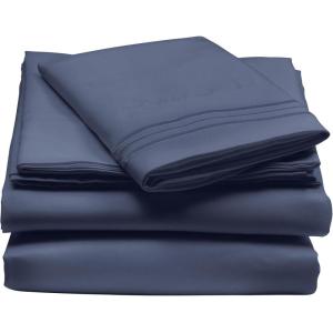 imagemDesign Twin XL Size Superfine Brushed Microfiber Sheet Set  3 Pieces  Extra Soft Bed Sheets and Pillowcase  Easy Fit Deep Pockets  Wrinkle Resistant Comfortable ampamp Breathable  Navy