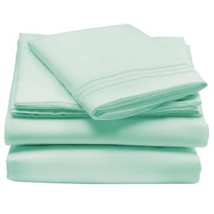 imagemDesign Twin XL Size Superfine Brushed Microfiber Sheet Set  3 Pieces  Extra Soft Bed Sheets and Pillowcase  Easy Fit Deep Pockets  Wrinkle Resistant Comfortable ampamp Breathable  Mint Green