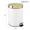 imagemDesign Pedal Bin  Metal Waste Bin with Pedal Lid and Plastic Bucket Insert  for Bathroom Kitchen and Office  3 Litre Household Rubbish Bin with Ergonomic Design  BlackWhite