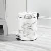 imagemDesign Pedal Bin  Metal Waste Bin with Pedal Lid and Plastic Bucket Insert  for Bathroom Kitchen and Office  3 Litre Household Rubbish Bin with Ergonomic Design  BlackWhite Marble