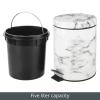 imagemDesign Pedal Bin  Metal Waste Bin with Pedal Lid and Plastic Bucket Insert  for Bathroom Kitchen and Office  3 Litre Household Rubbish Bin with Ergonomic Design  BlackWhite Marble
