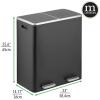 imagemDesign Pedal Bin Unit  Large 60 L Double Bin for Home and Office  Stainless Steel Rubbish Bin  BlackBlack