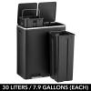 imagemDesign Pedal Bin Unit  Large 60 L Double Bin for Home and Office  Stainless Steel Rubbish Bin  BlackBlack