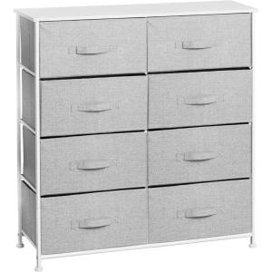 imagemDesign 3831quot High Steel FrameWood Top Storage Dresser Furniture Unit with 8 Removable Fabric Drawers  Large Bureau Organizer for Bedroom Living Room or Closet  Lido Collection Gray
