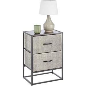 imagemDesign Modern 2Drawer End TableNight Stand Storage Unit Sturdy Steel Frame Wood Top EasyPull Wood HandleFabric Bins Organizer for Bedroom Hallway Entryway Margot Collection BlackDk Gray
