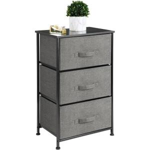 imagemDesign Steel Top and Frame Storage Dresser Furniture with 3 Removable Fabric Drawers for Bedroom Office Living Room Organization  Holds Clothes Accessories Lido Collection  Charcoal Gray