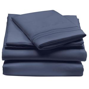 imagemDesign Twin Size Superfine Brushed Microfiber Sheet Set  3 Pieces  Extra Soft Bed Sheets and Pillowcase  Easy Fit Deep Pockets  Wrinkle Resistant Comfortable ampamp Breathable  Navy