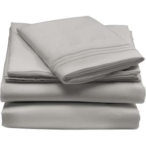 imagemDesign Twin XL Size Superfine Brushed Microfiber Sheet Set  3 Pieces  Extra Soft Bed Sheets and Pillowcase  Easy Fit Deep Pockets  Wrinkle Resistant Comfortable ampamp Breathable  Gray