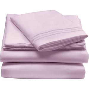 imagemDesign Twin XL Size Superfine Brushed Microfiber Sheet Set  3 Pieces  Extra Soft Bed Sheets and Pillowcase  Easy Fit Deep Pockets  Wrinkle Resistant Comfortable ampamp Breathable  Light Purple