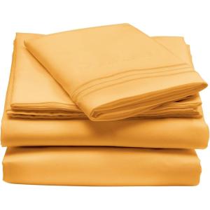 imagemDesign Twin XL Size Superfine Brushed Microfiber Sheet Set  3 Pieces  Extra Soft Bed Sheets and Pillowcase  Easy Fit Deep Pockets  Wrinkle Resistant Comfortable ampamp Breathable  Mustard Yellow