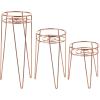 imagemDesign Metal IndoorOutdoor Plant Stands  Modern Plant Stand with Hairpin Legs for Flowers Plants Greenery Succulents Vases Pots Containers Concerto Collection Set of 3 Rose Gold