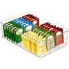 imagemDesign Plastic Kitchen Cabinet Storage Organizer Bin Box  6 Divided Sections for Pantry Shelves Countertops Island or Cupboard  Holds Snacks Tea Bags Spices Sauces Ligne Collection Clear1