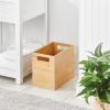 imagemDesign Rectangular Bamboo Trash Can Wastebasket Garbage Container Bin  Builtin Handles  for Bathrooms Powder Rooms Kitchens Home Offices  Natural