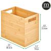 imagemDesign Rectangular Bamboo Trash Can Wastebasket Garbage Container Bin  Builtin Handles  for Bathrooms Powder Rooms Kitchens Home Offices  Natural