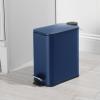 imagemDesign Rectangular Pedal Bin  5 L Metal Waste Bin with Pedal Lid and Plastic Bucket Insert  Household Rubbish Bin for Bathroom Kitchen and Office  BeigeNavy