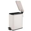 imagemDesign Rectangular Pedal Bin  5 L Metal Waste Bin with Pedal Lid and Plastic Bucket Insert  Household Rubbish Bin for Bathroom Kitchen and Office  BeigeMatte Cream
